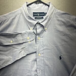 Ralph Lauren Yarmouth Mens 18 34/35 Blue Pinpoint Oxford Button Down Shirt